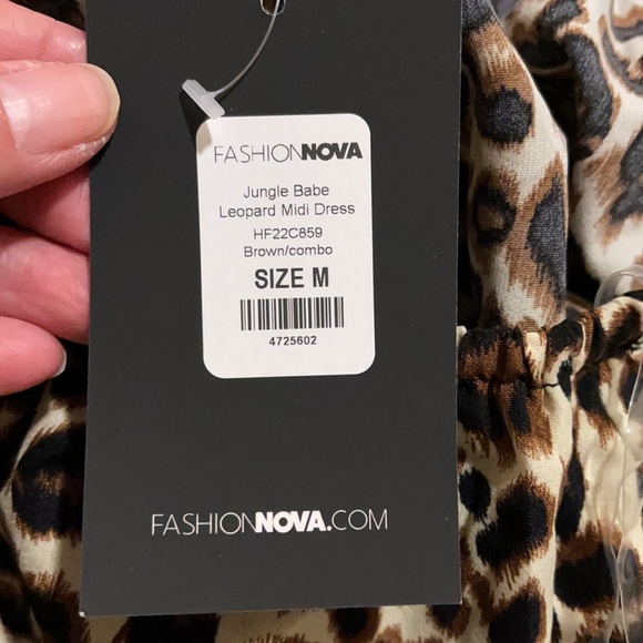 Fashion Nova Jungle Babe Leopard Print Halter Neck Midi Dress Brown NWT-M - Picture 9 of 10